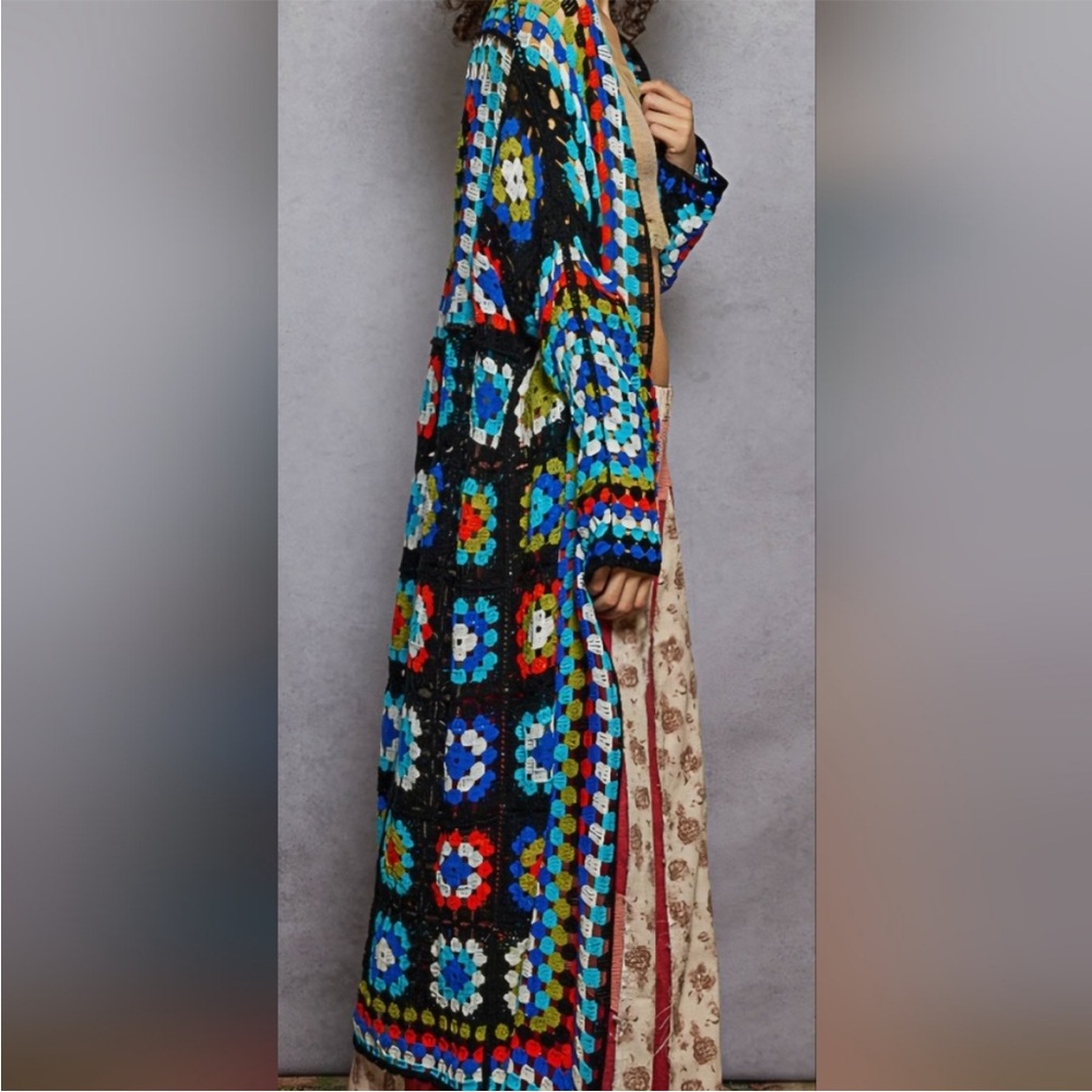 POL Multicolor Patchwork Open Long Cardigan NEW N… - image 4